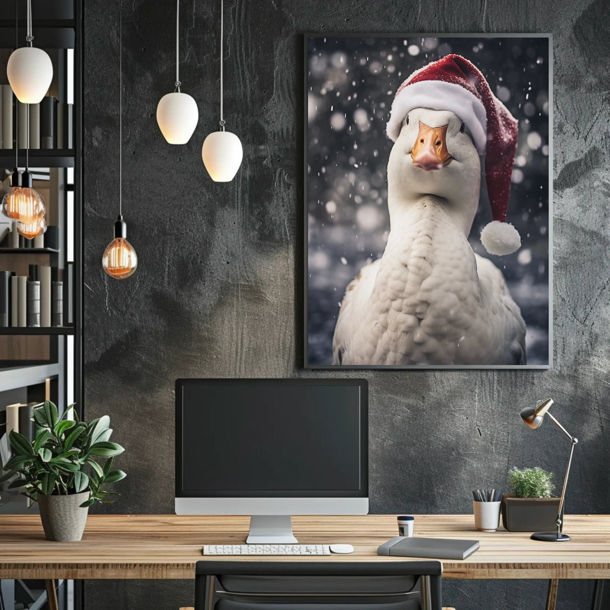 Festive Goose In Winter Wonderland Poster