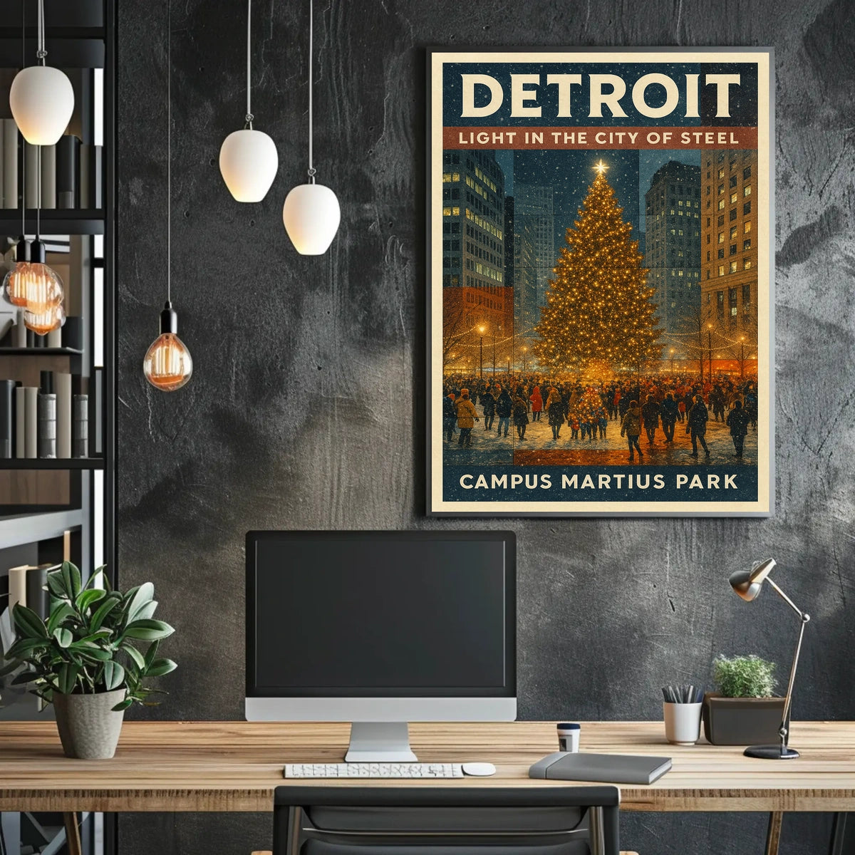 Detroit Light In The City Of Steel Poster