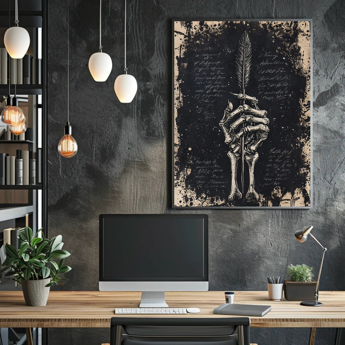 Gothic Skeleton Quill Abstract Artistic or Pop Culture Poster