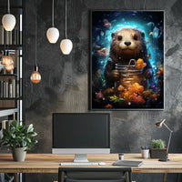 Otter Enchanted Ocean Gems Digital Painting Poster