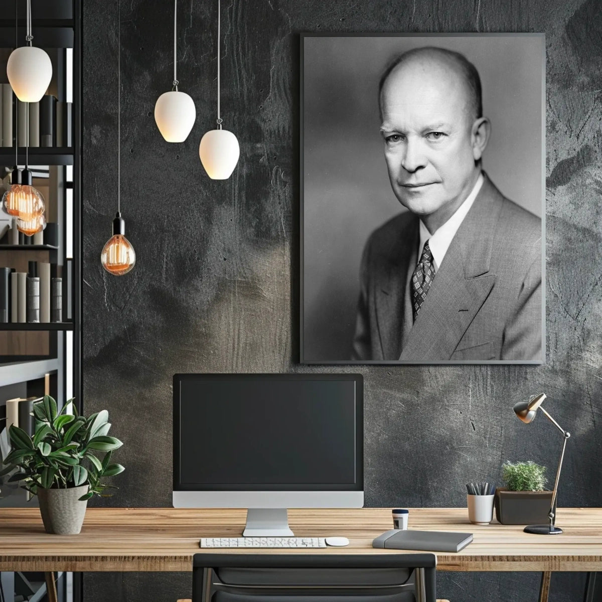 Formal Black and White Portrait β Dwight D. Eisenhower Poster