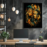 Duality Masks Surrealism Art Nouveau Collector Poster