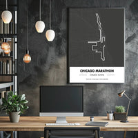 Chicago Marathon Route Modern Sports Poster