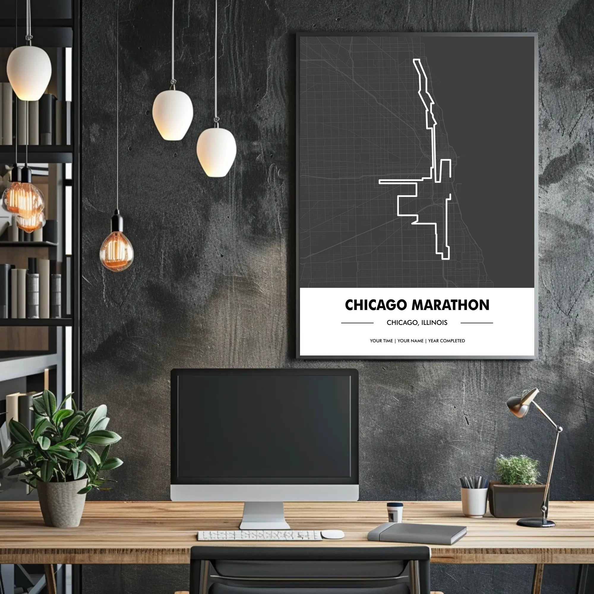 Chicago Marathon Route Modern Sports Poster