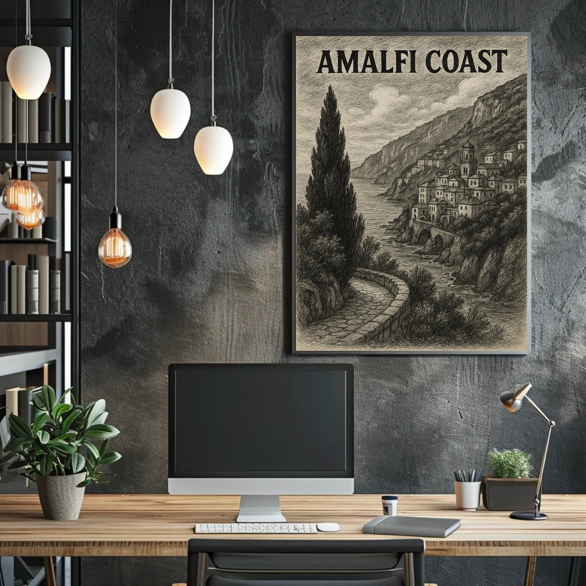 Amalfi Coast Poster Sea View Print Coastal Decor Wall Art