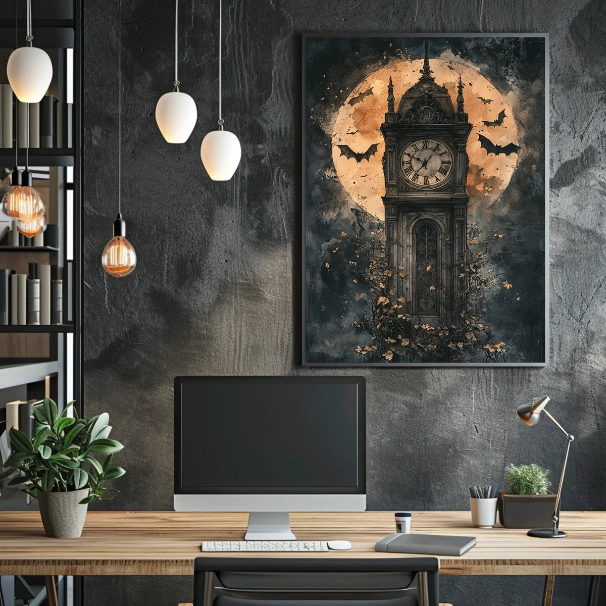 The poster features a tall, Gothic-style clock tower standing prominently at the center. Travel Poster