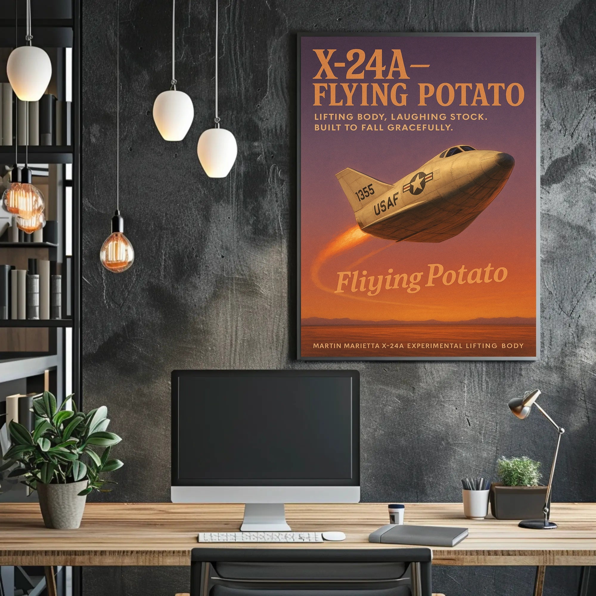 Flying Potato Experimental Aviation Humor Futuristic Sci-Fi Poster
