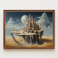 Surreal Castle on Floating Island Fantasy Poster