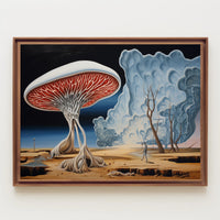 Surreal Landscape with Skeletal Wanderer Fantasy Poster