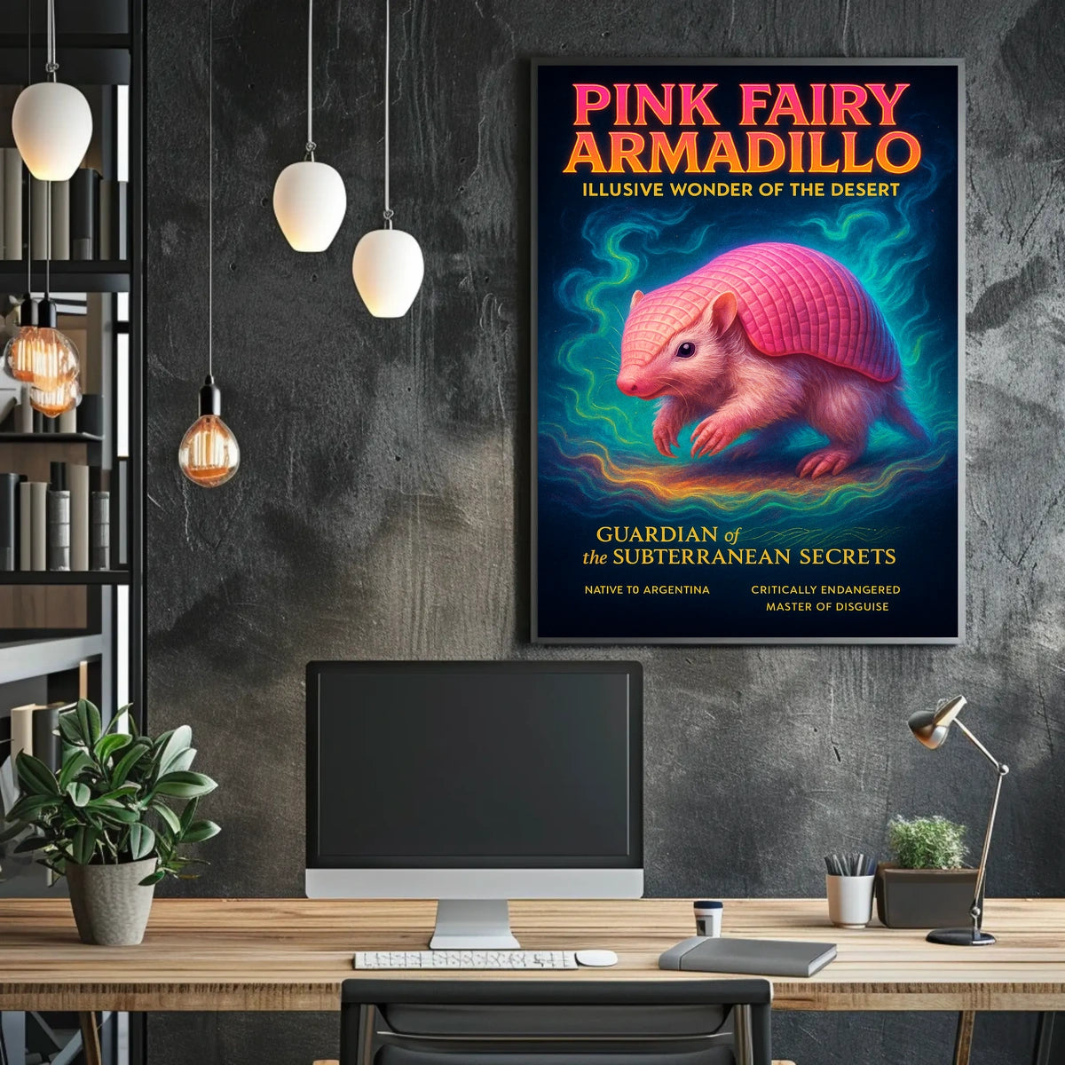 Pink Fairy Armadillo Illusive Wonder of the Desert Poster