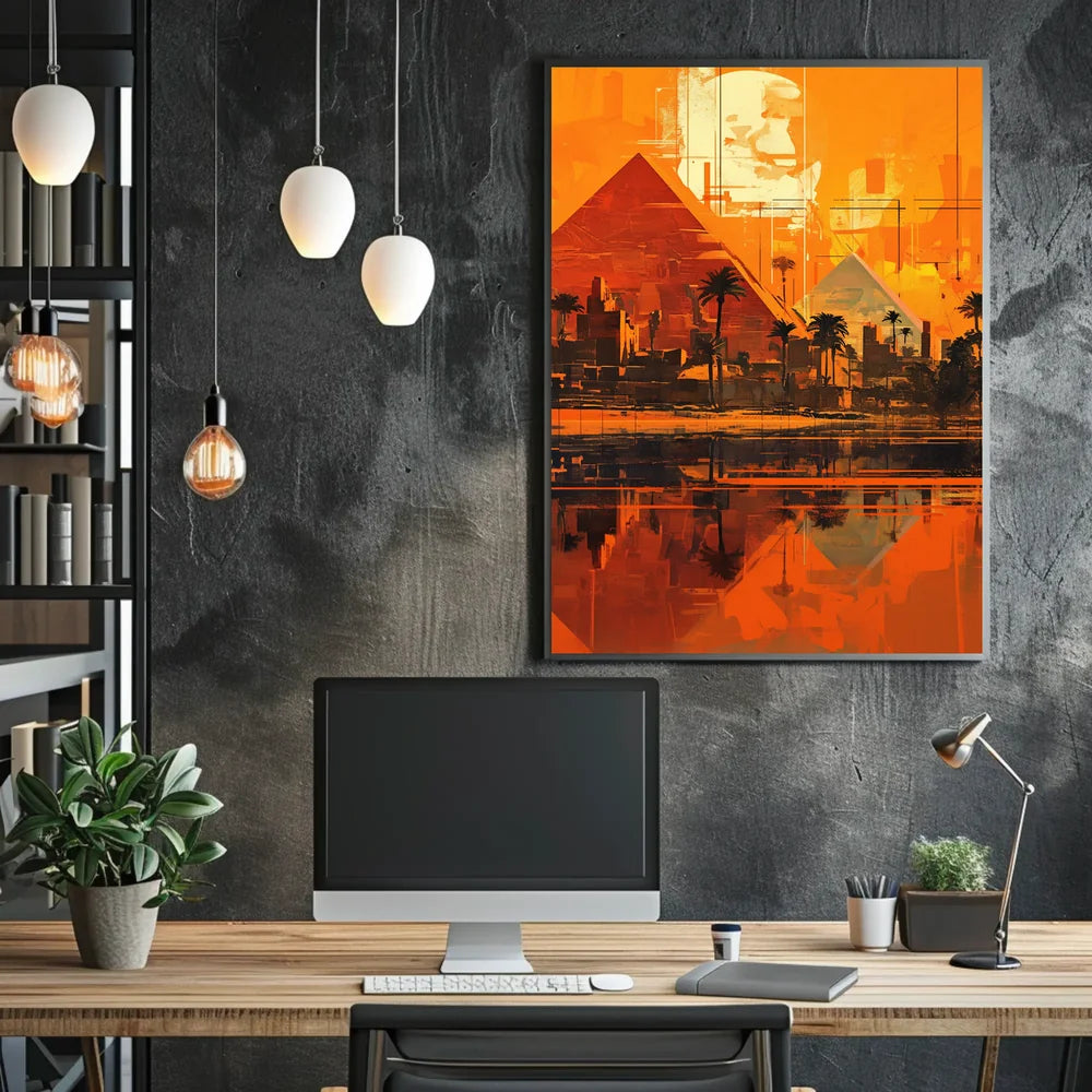 Ancient Egyptian Pyramids Abstract Art Poster Print
