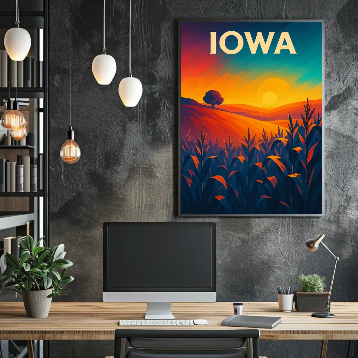 Iowa Sunset Landscape Poster