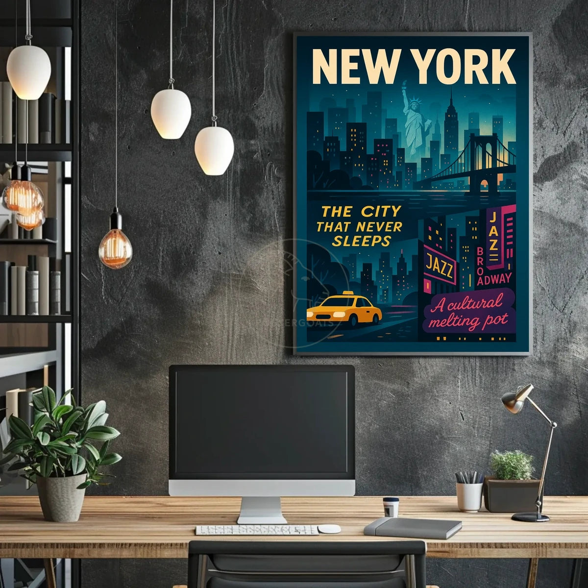 New York City Retro Travel Art Poster