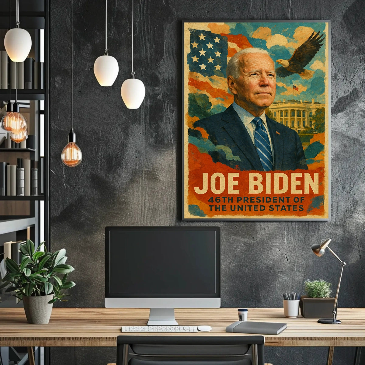 Joe Biden 46th President of the United States Layered Digital Collage Poster