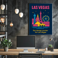 Las Vegas Iconic Landmarks Travel Poster