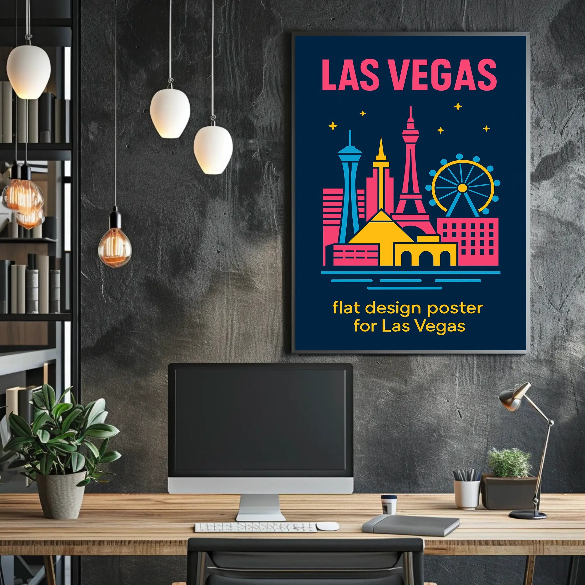 Las Vegas Iconic Landmarks Travel Poster