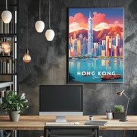 Hong Kong Skyline Vibrant Urban or Cityscape Poster