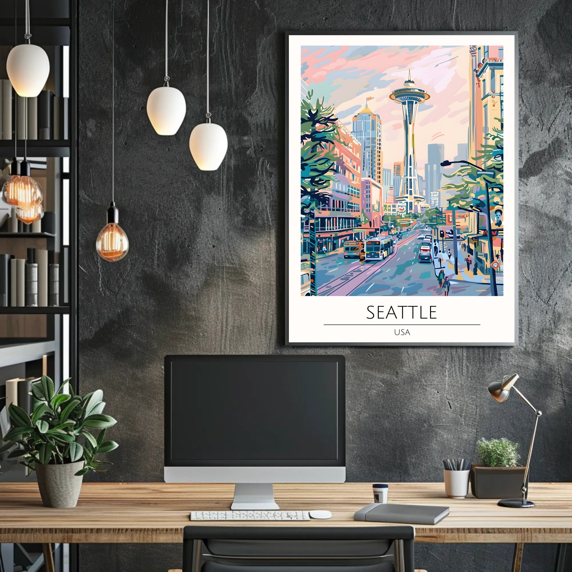Seattle Cityscape Poster PosterGoat