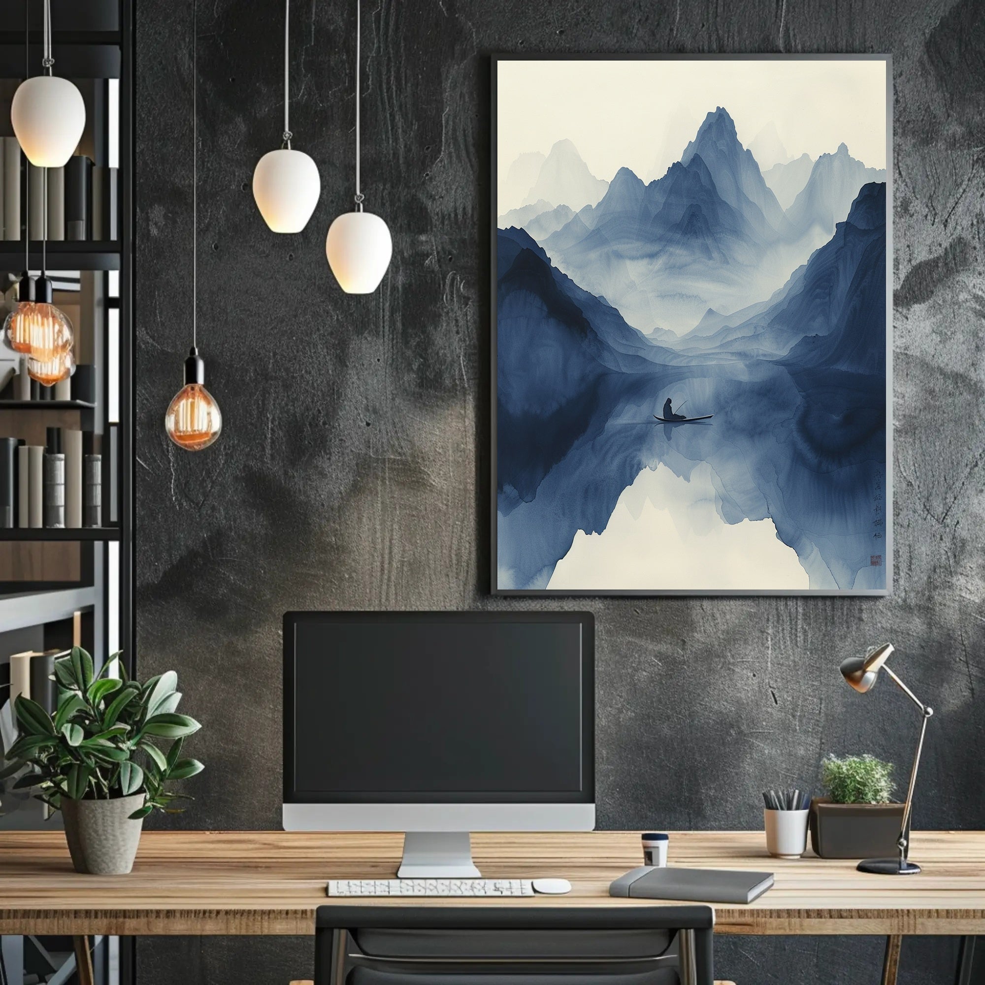 Tranquil Journey Through Misty Mountains Art Print Poster PosterGoat