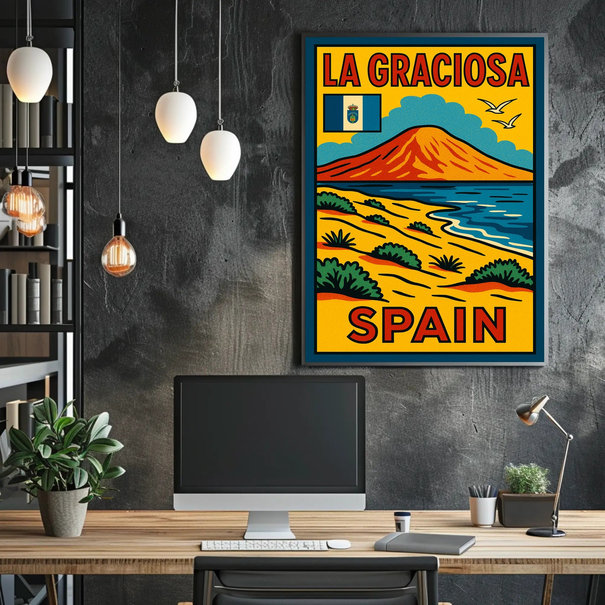 La Graciosa Vintage Travel Adventure Scenic Coastal Landscape Poster PosterGoat