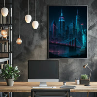 Futuristic New York Cityscape Poster Modern Wall Art