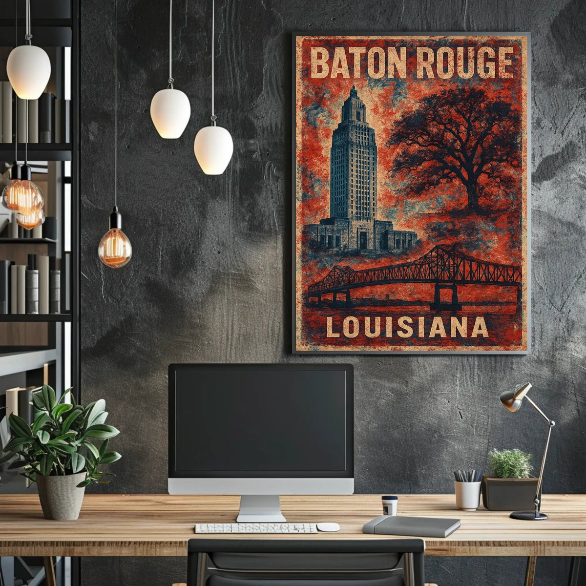 Baton Rouge Scenic Vintage Louisiana Poster