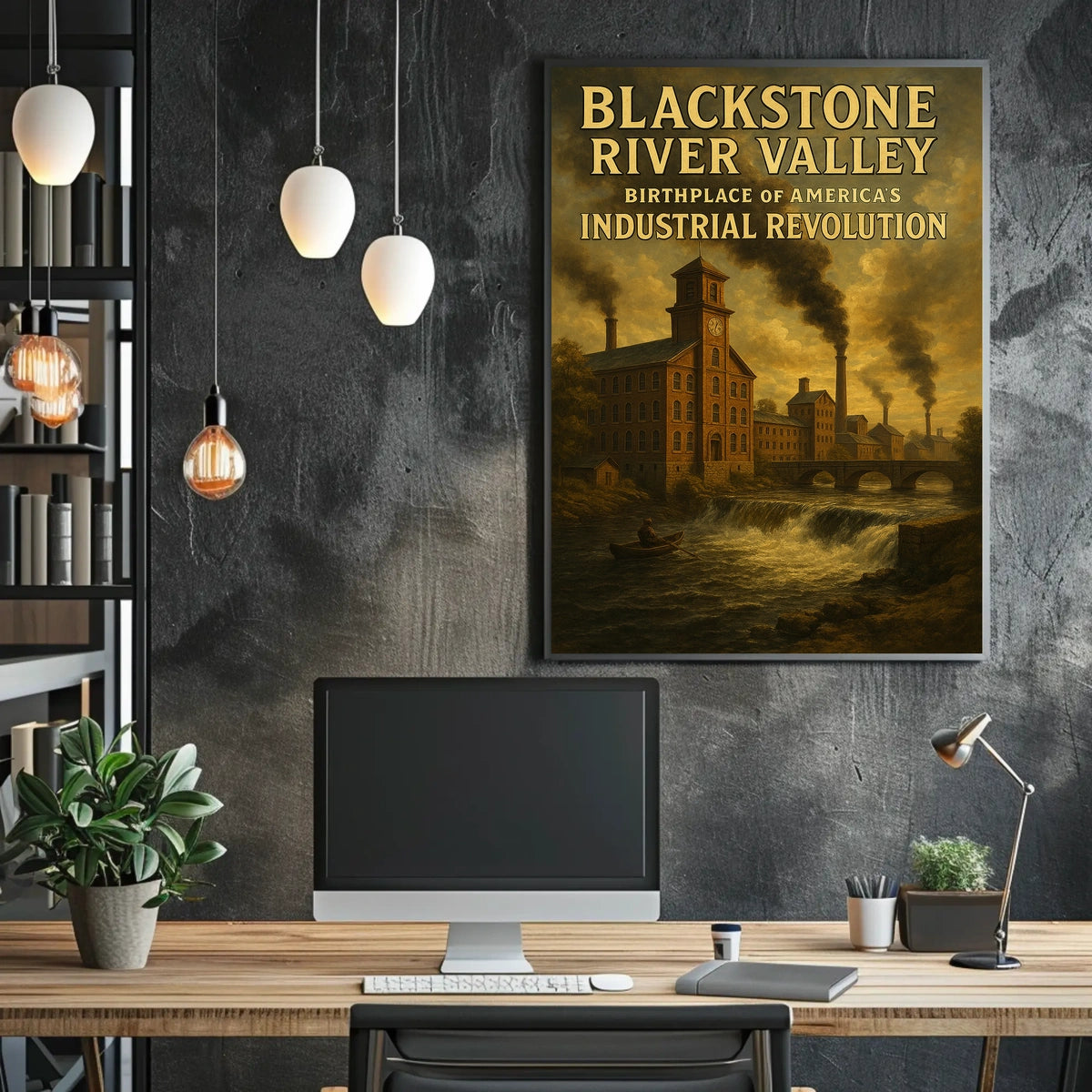 Blackstone River Valley Historic Industrial Revolution Scenic Travel Print Home Decor Poster