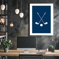 Elegant Golf Club Duo: Minimalist Sports Poster