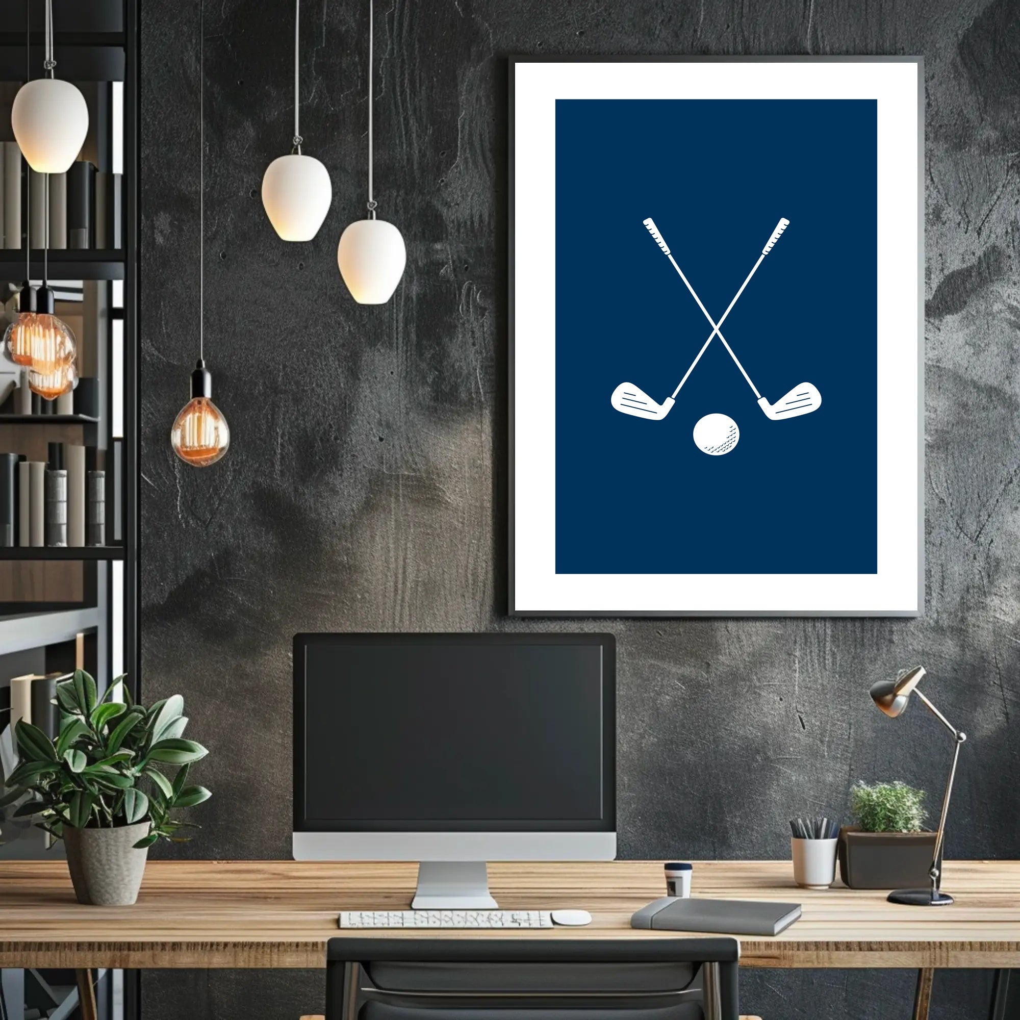 Elegant Golf Club Duo: Minimalist Sports Poster