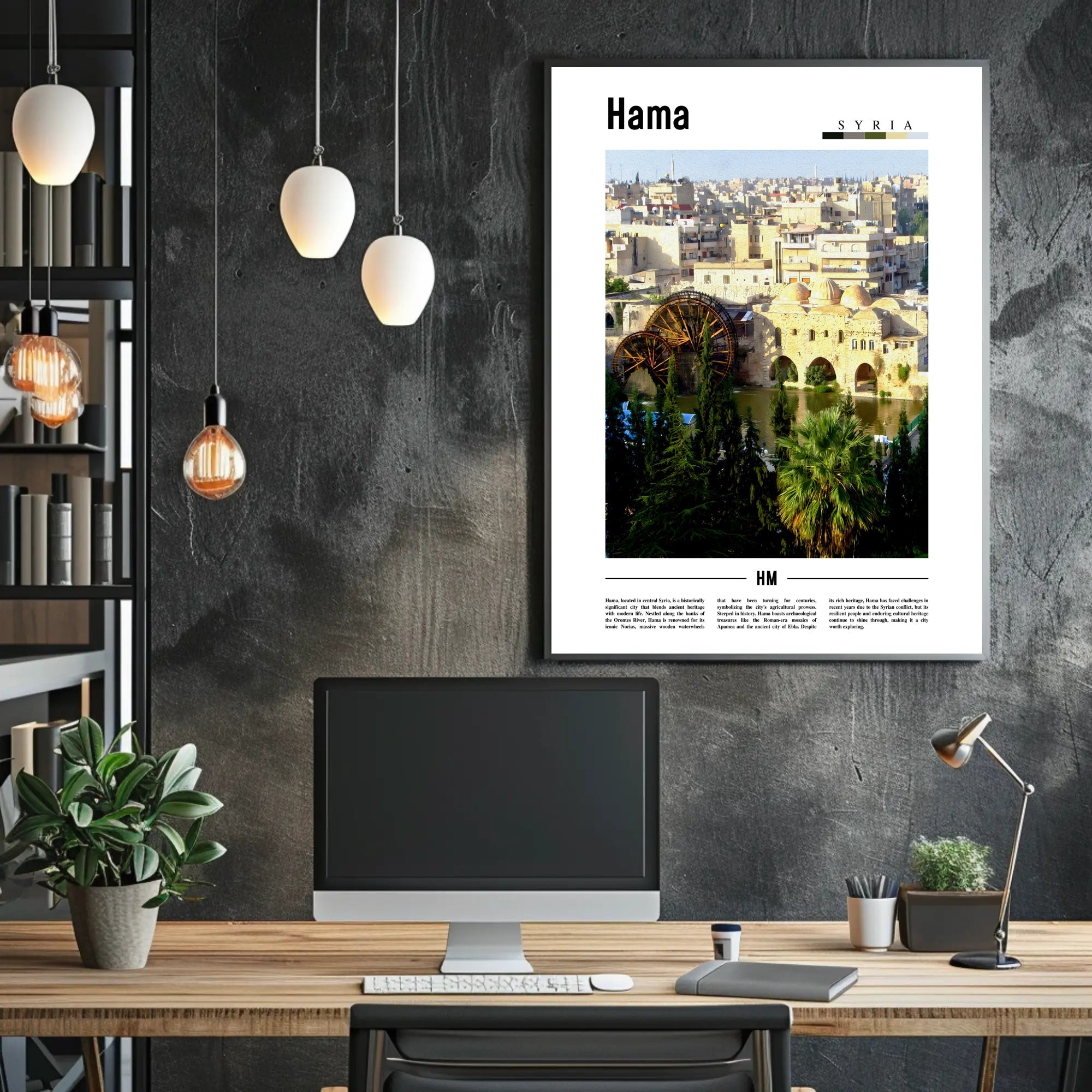 Hama Cityscape with Norias Cultural or Heritage Poster PosterGoat