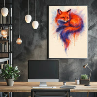 Vibrant Fox in Watercolor Poster