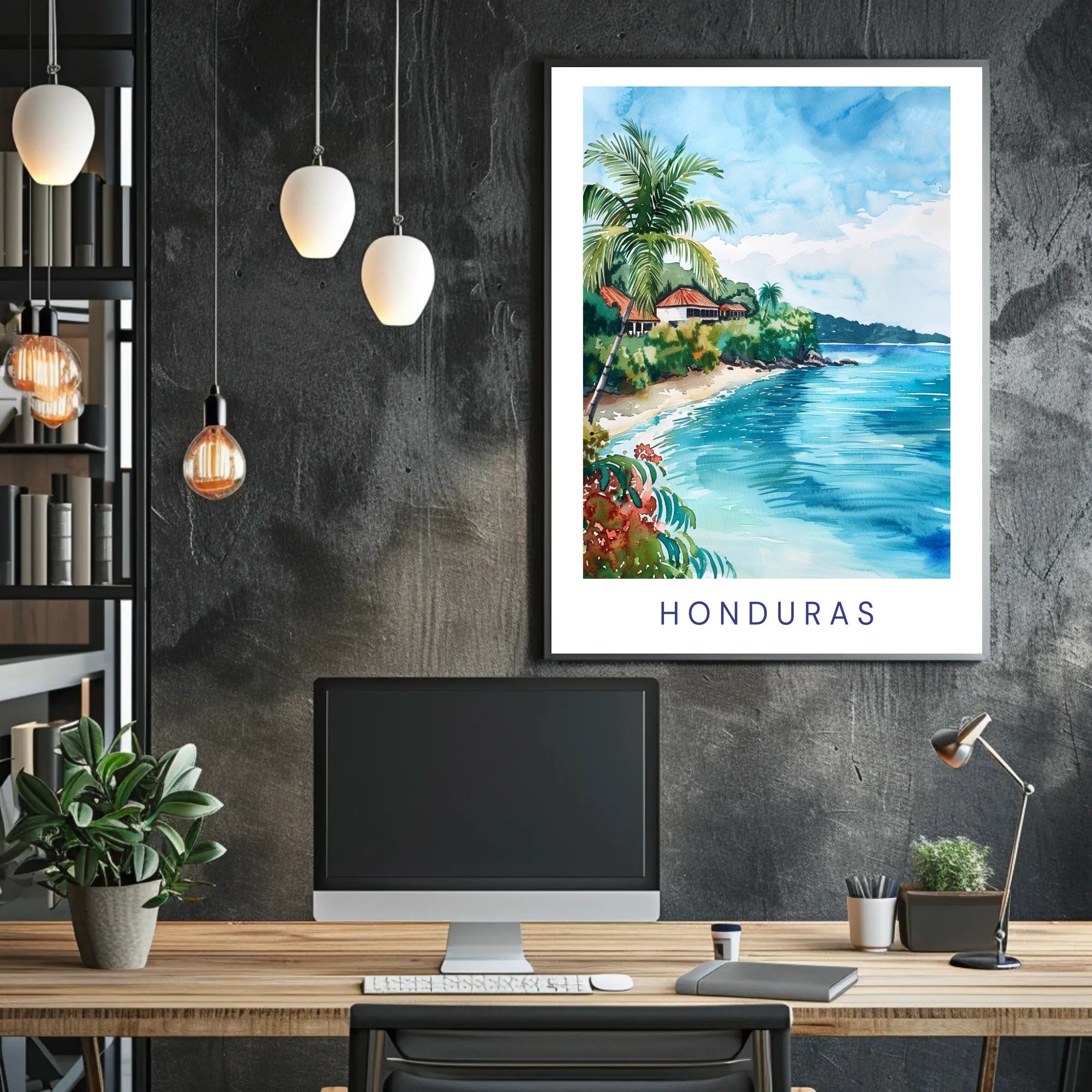 Serene Honduran Coastal Landscape Travel Poster PosterGoat