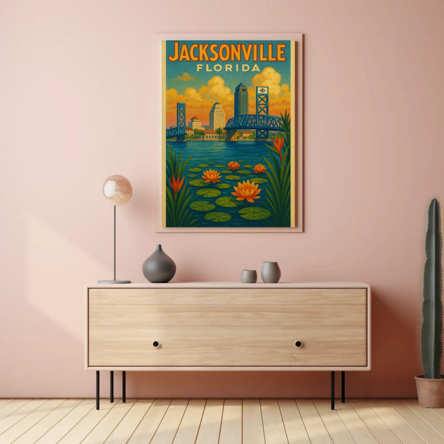 Jacksonville Florida Waterfront Travel Poster