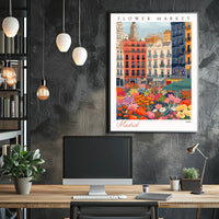 Vibrant Flower Market in Madrid Poster PosterGoat