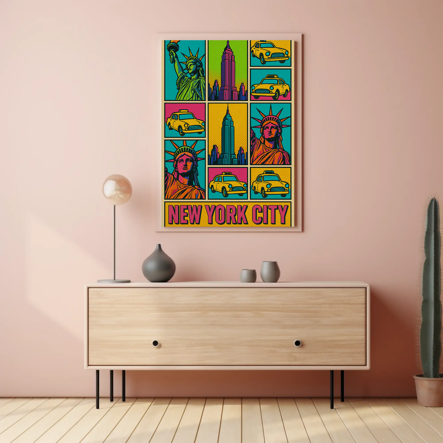 Vibrant New York City Icons Pop Art Travel Poster