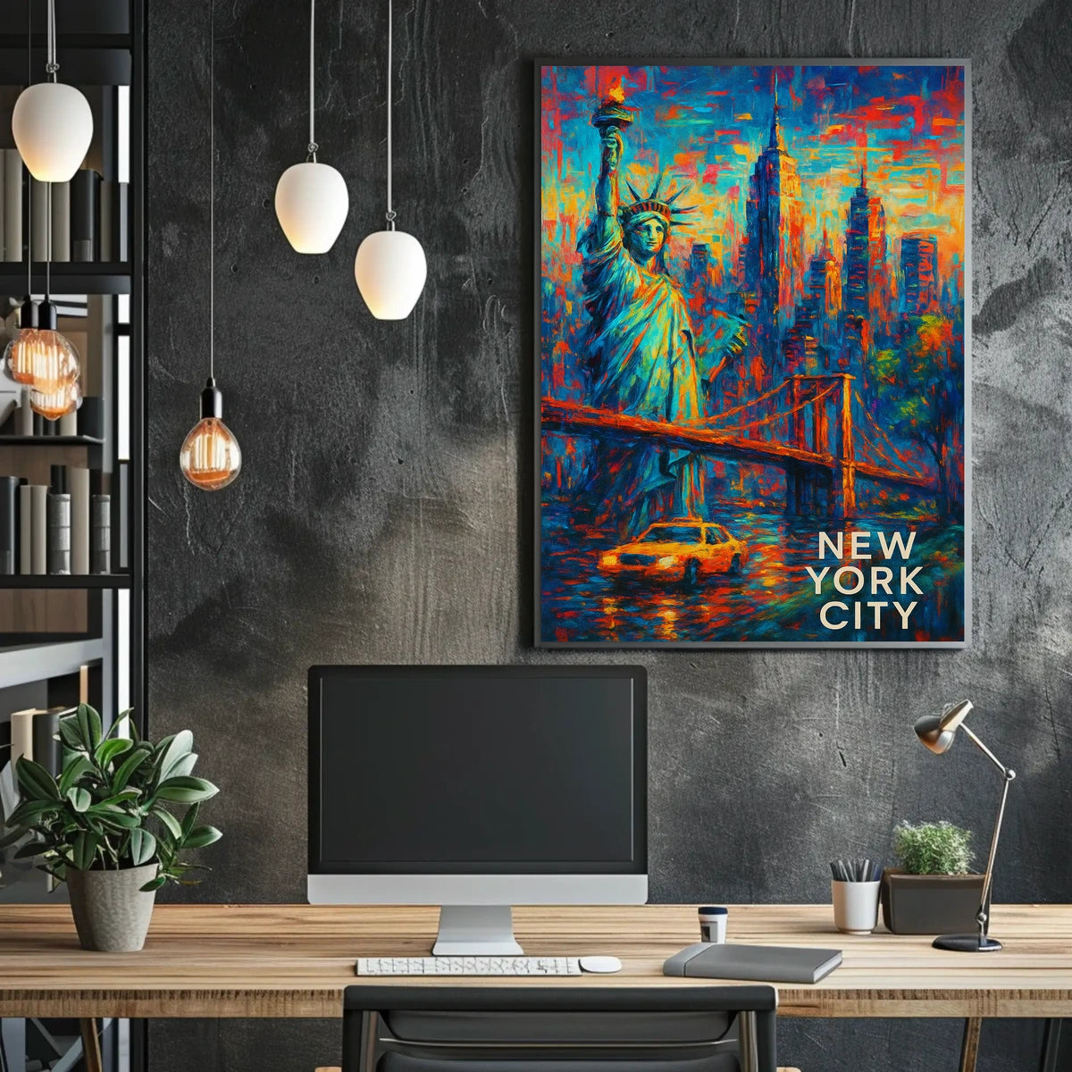Iconic New York City Landmarks Poster Abstract Wall Art