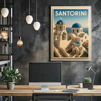 Santorini Greece Modern Travel Poster