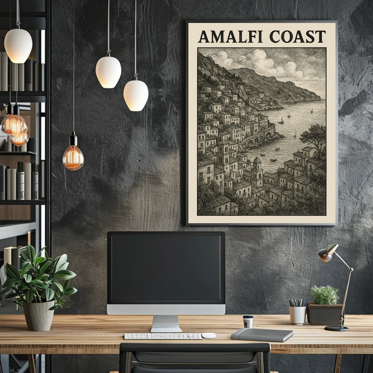 Amalfi Coast Poster Wall Art 18x24 Coastal Decor Print