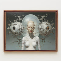 Surreal Human-Machine Fusion Poster: Futuristic Sci-Fi Poster