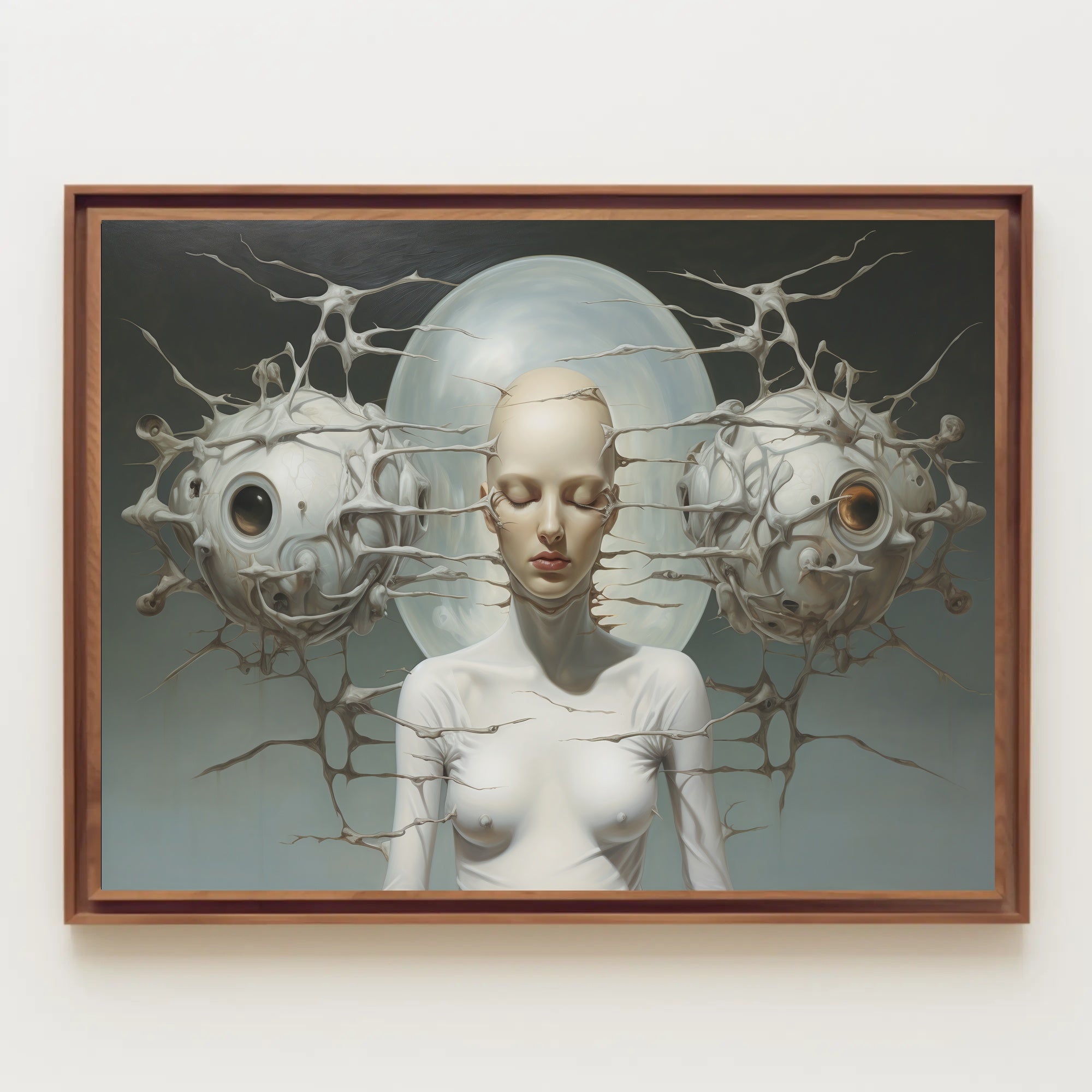 Surreal Human-Machine Fusion Poster: Futuristic Sci-Fi Poster