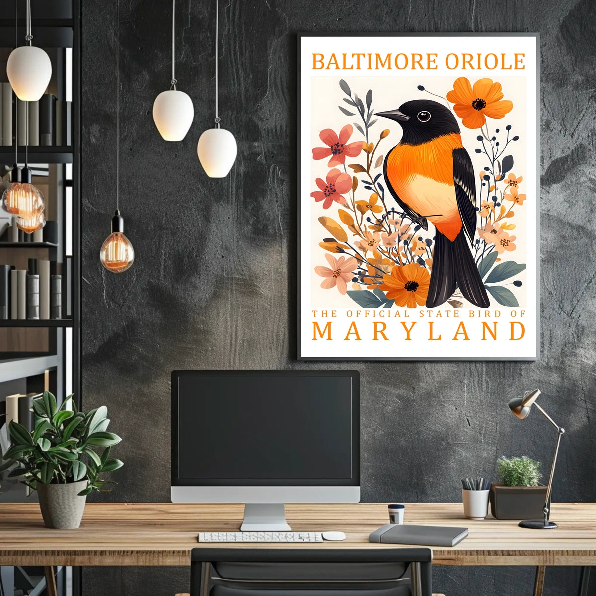 Baltimore Oriole Maryland State Bird Art Poster