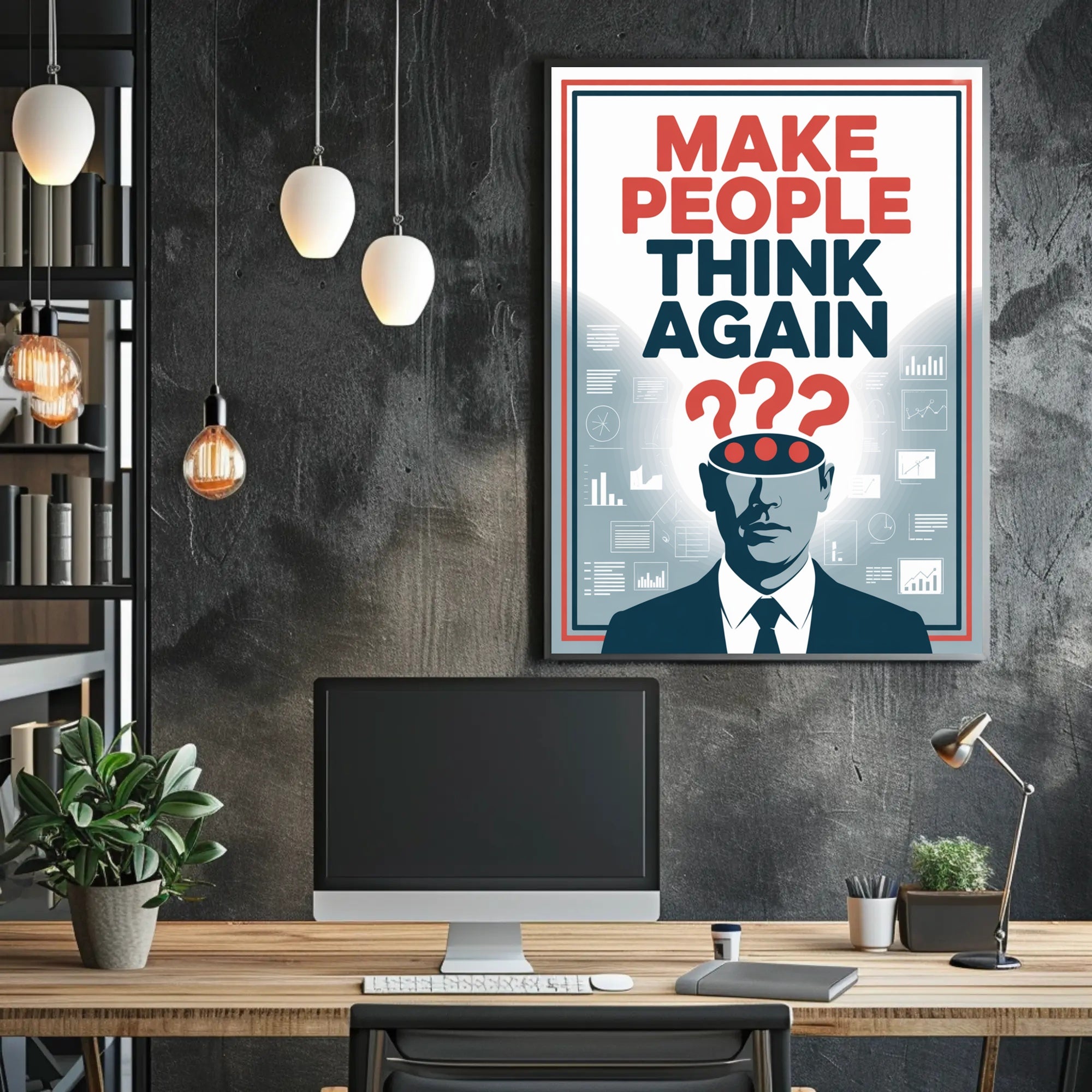 MAKE PEOPLE THINK AGAIN Motivational or Quote Poster