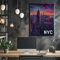 New York City Skyline Artwork Poster Modern Wall Art