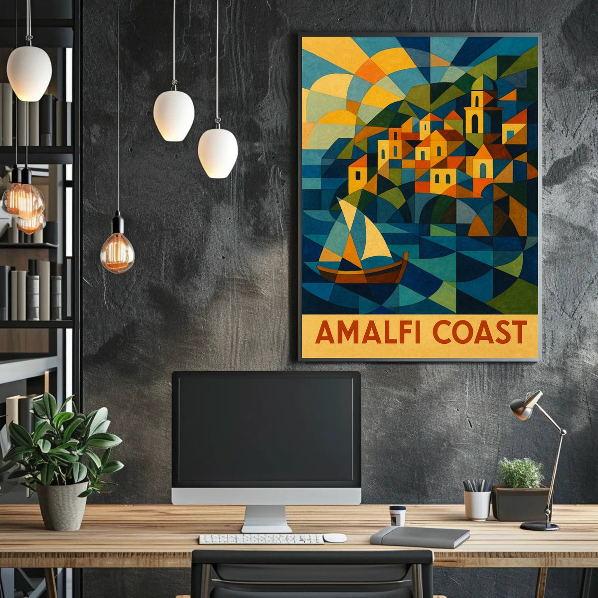 Amalfi Coast Geometric Splendor Poster Wall Art Print