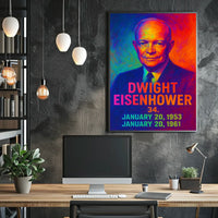 Dwight D. Eisenhower 34th President of the United States Neon Gradient Overlay Poster