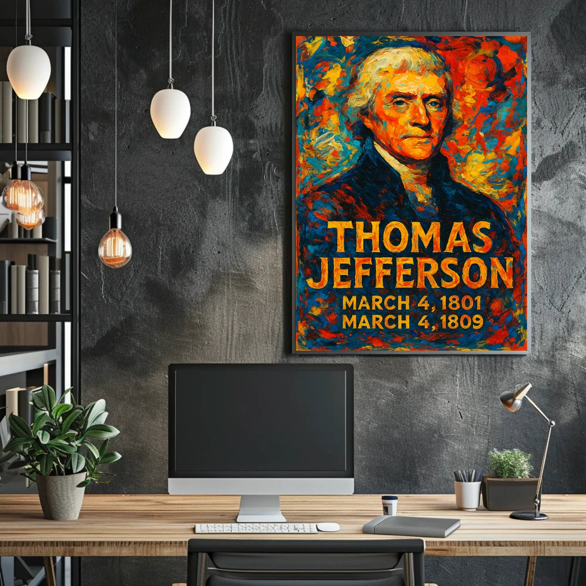 Thomas Jefferson 3rd President of the United States Glitch Hop Art Poster