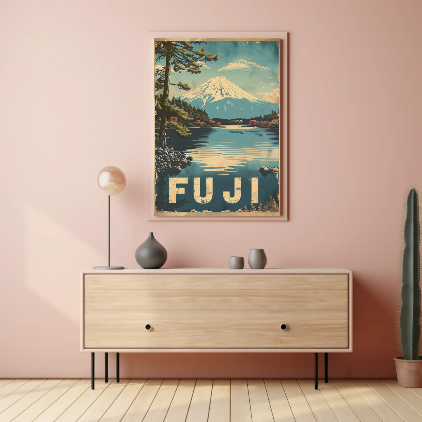 Fuji Mountain Lake Reflection Travel Poster