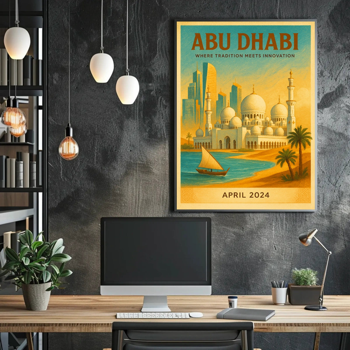 Abu Dhabi Fusion Vintage Travel Art Travel Poster