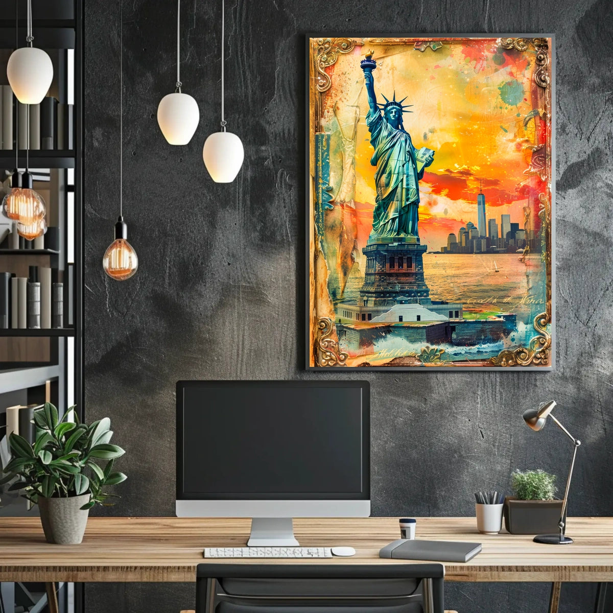 Statue Of Liberty New York City Poster Vintage Wall Art