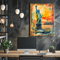 Statue Of Liberty New York City Poster Vintage Wall Art